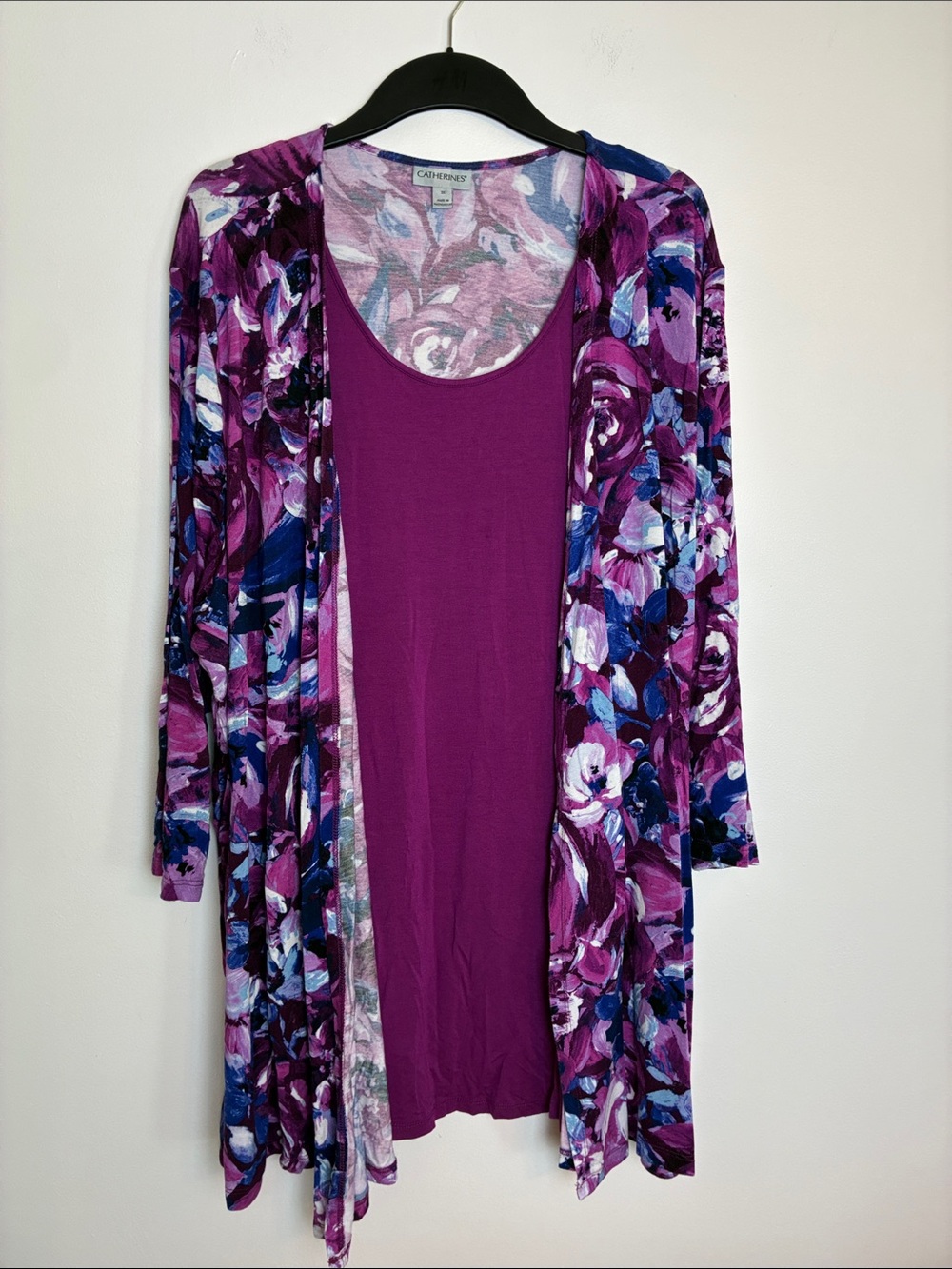 Catherines Purple Floral Layered Blouse Size 3X